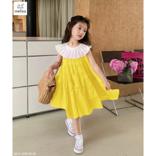 Đầm cổ bèo melisa 2 màu vàng, đỏ