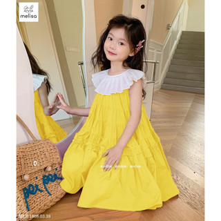 Đầm cổ bèo melisa 2 màu vàng, đỏ