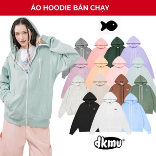 Áo khoác hoodie zip local brand DKMV nữ form rộng dài dễ thương - 17 màu chất liệu nỉ thoáng mát Rubber Tag