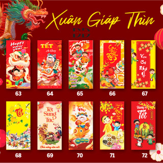 ✔️️️10 Tệp Lì Xì Giáp Thìn 2024 (mẫu mới nhất, Bịch 10 cái 10 mẫu) - Chibi chú bé rồng và nhiều mẫu cute