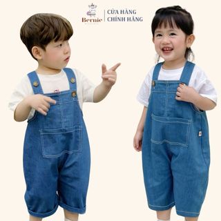  Yếm jeans quần dài bé trai bé gái form ống rộng phong cách hàn quốc cho bé từ 1 đến 7 tuổi Bernie 