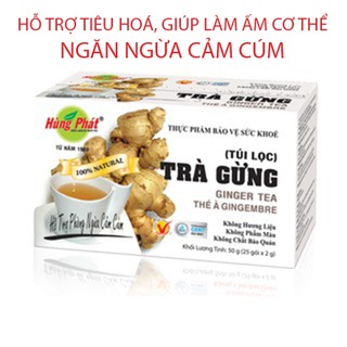 TRÀ GỪNG TÚI LỌC - tốt cho tiêu hóa, làm ấm cơ thể - ngăn ngừa cảm cúm - Thương Hiệu Trà Hùng Phát