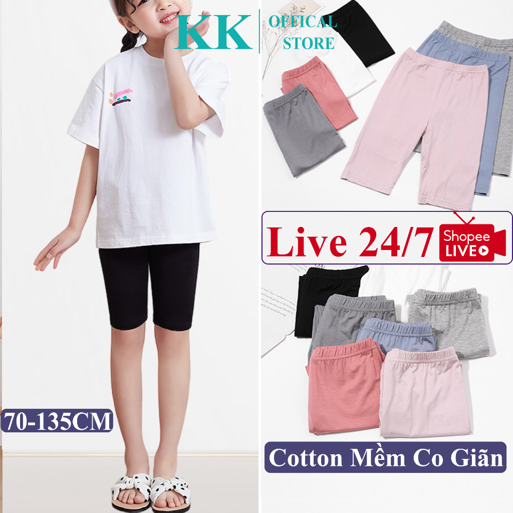 Quần Legging Bé Gái KooKoo Dáng Đùi Ngắn Mặc Hè Dáng Ôm Cotton Co Giãn 4 Chiều Mềm Mịn