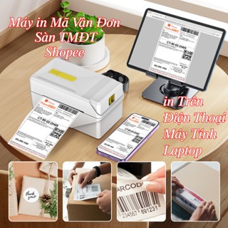 Máy in mã vận đơn sàn TMDT shopeee - lzd - tts bằng ĐIỆN THOẠI kết nối Bluetooth hoặc máy tính khổ A7 in tem, mã vạch