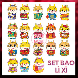 Sét 10 bao, 50 bao Lì Xì ChiBi Tết 2024 Giáp Thìn hình Rồng ngộ nghĩnh,đáng yêu