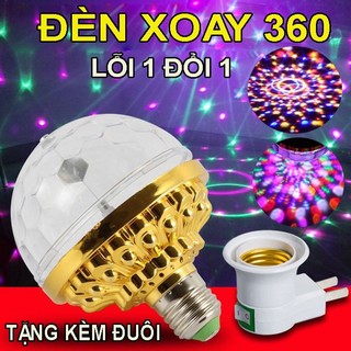 Đèn led xoay 7 Màu kèm đuôi - Bóng đèn xoay 7 màu vũ trường chớp nháy bay phòng sân khấu hiệu ứng 360 độ kèm đuôi