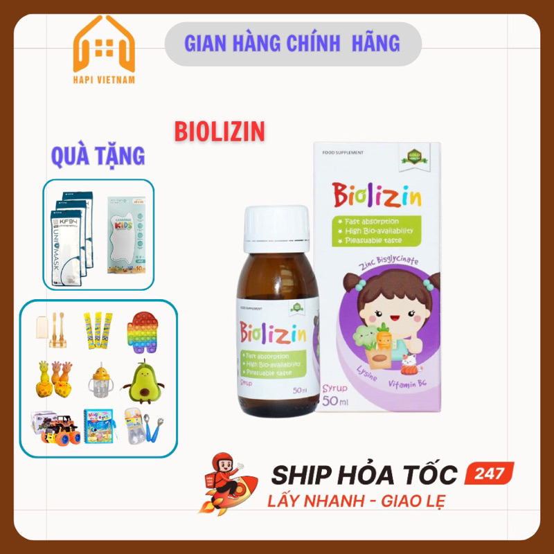 MUA 1 TẶNG 2 Kẽm ăn ngon hữu cơ Biolizin dành cho bé từ 3 tháng tuổi +quà