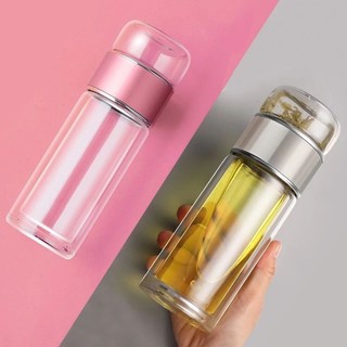 Bình pha trà 430ML thuỷ tinh 2 lớp cao cấp có lõi lọc chịu nhiệt sang trọng