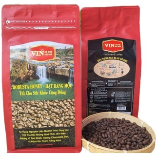 Cà phê robusta honey hạt rang mộc - túi 500gr