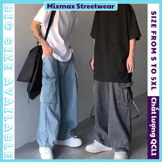 [SẴN HỎA TỐC-CÓ BIG SIZE] Quần bò jeans ống rộng túi hộp Oversize form siêu rộng Nhật Bản chiết unisex hiphop siêu chất