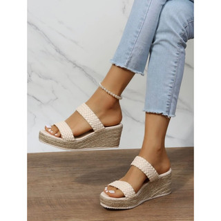 Sandal xuồng đế cói quai ngang êm chân