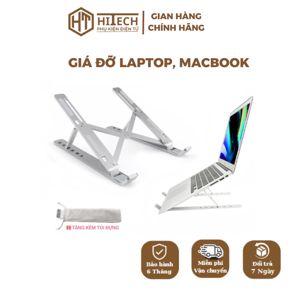 Giá đỡ Laptop, Macbook, Ipad, HITECH Có Thể Chỉnh Cao Thấp, Giúp Tản Nhiệt, Chống Mỏi Cổ