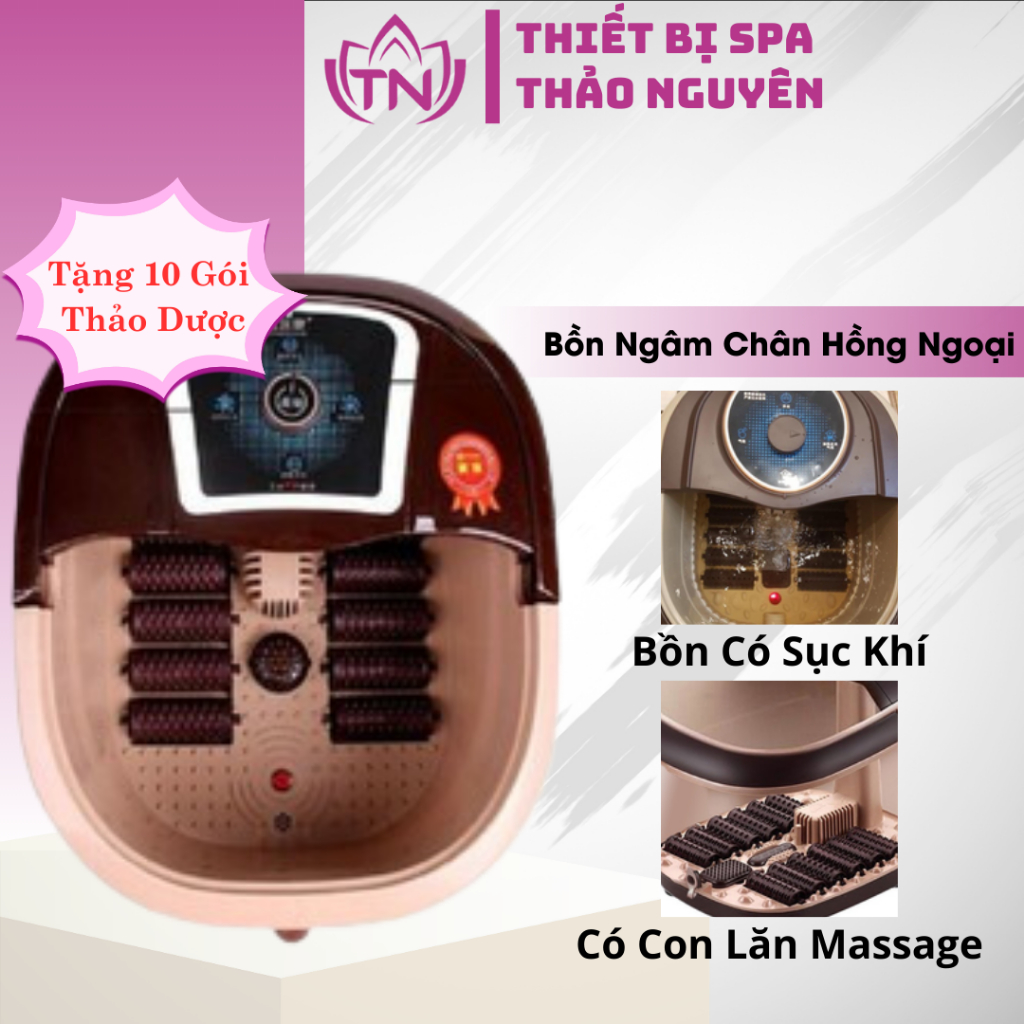 Bồn ngâm chân massage hồng ngoại có sục khí, tự làm nóng nước có con lăn massa.