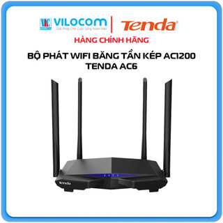 Bộ Phát Wifi Tenda AC6 4 râu Băng Tần Kép 1200 xuyên tường - Hàng Chính Hãng