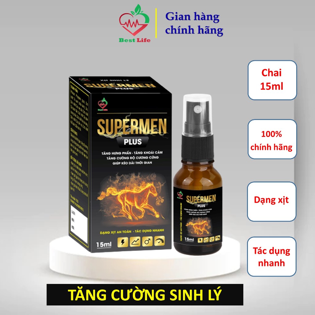 Best Life SUPER MEN plus Tăng cường sinh lý cải thiện tình trạng yếu sinh lý xuất tinh sớm chai dạng xịt 15ml