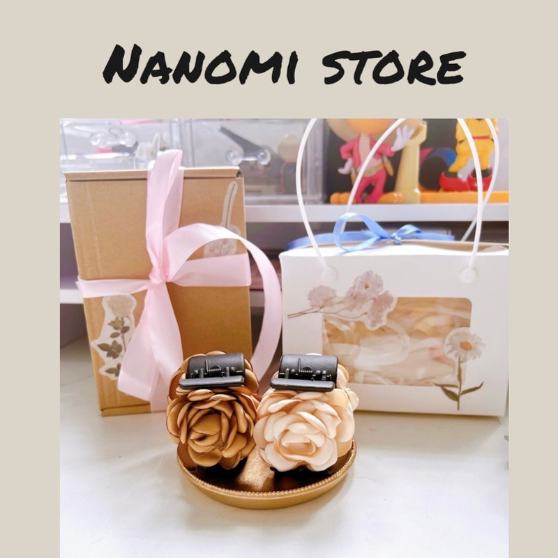 Giỏ quà tặng cô giáo 20/10- 8/3- 20/11 -set 2 kẹp hoa trà handmade cao cấp -ý nghĩa