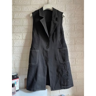 (Thanh lý đồ cá nhân) Áo khoác cổ vest sát nách phối lưới