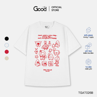 Áo Thun THE GOOD "SpongeBob Sticker Tee", Áo Phông, Áo Unisex Chất Cotton Co Giãn Cổ Tròn Tay Lỡ Form Oversize