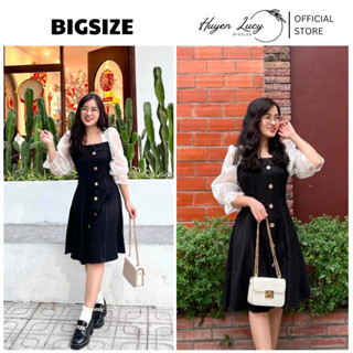 VÁY TAY TƠ thiết kế tiểu thư đầm dài tay có cúc công sở BIGSIZE từ 55kg đến 95kg cực xinh vải co giãn tốt Huyền Bigsize
