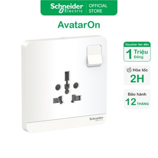 Bộ ổ cắm đa năng 16a có công tắc vuông màu trắng/ vàng ánh kim dòng avataron - schneider electric - e8315ts_we_g19 e8315