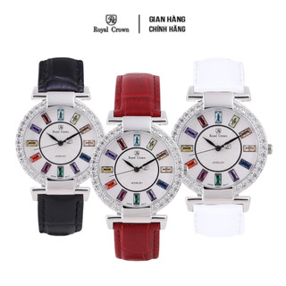 [Tặng nước hoa] Đồng hồ nữ Chính hãng Royal Crown 4604 dây da vỏ trắng