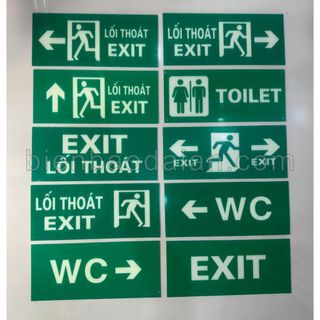 Biển báo Lối thoát hiểm EXIT dạ quang 15x35cm [ HCM - Hàng có sẵn ]