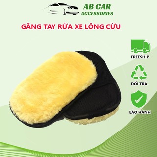 Găng tay rửa xe lông cừu siêu mềm mịn, bao tay rửa xe ô tô, rửa xe máy chuyên dụng