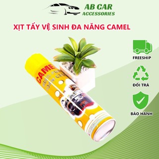 Chai xịt tẩy vệ sinh nội thất ô tô dạng bọt camel foam cleaner 650ml