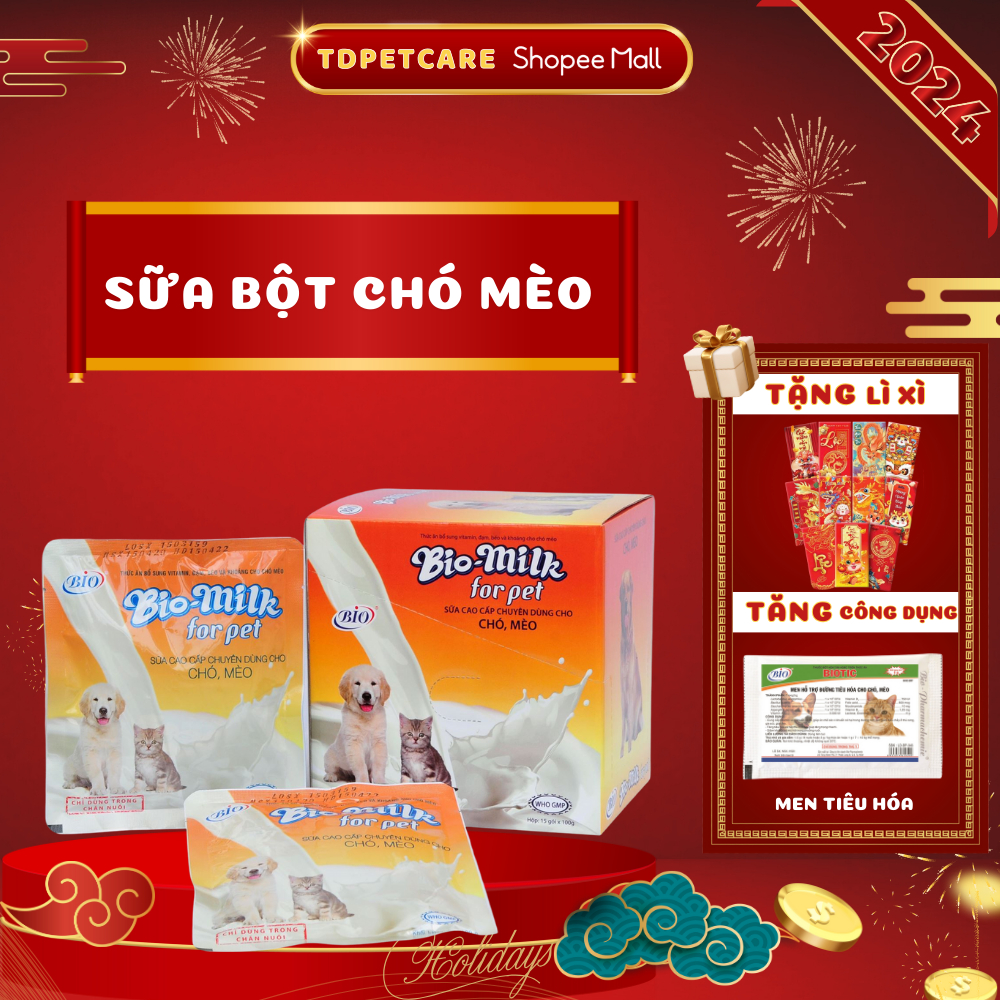 Sữa Bột Cho Chó Bổ Sung Vitamin Thiết Yếu Cho Chó Mèo TD Bio Milk - Thức Ăn Cho Chó Dạng Bột Cung Cấp Đầy Đủ Năng Lượng