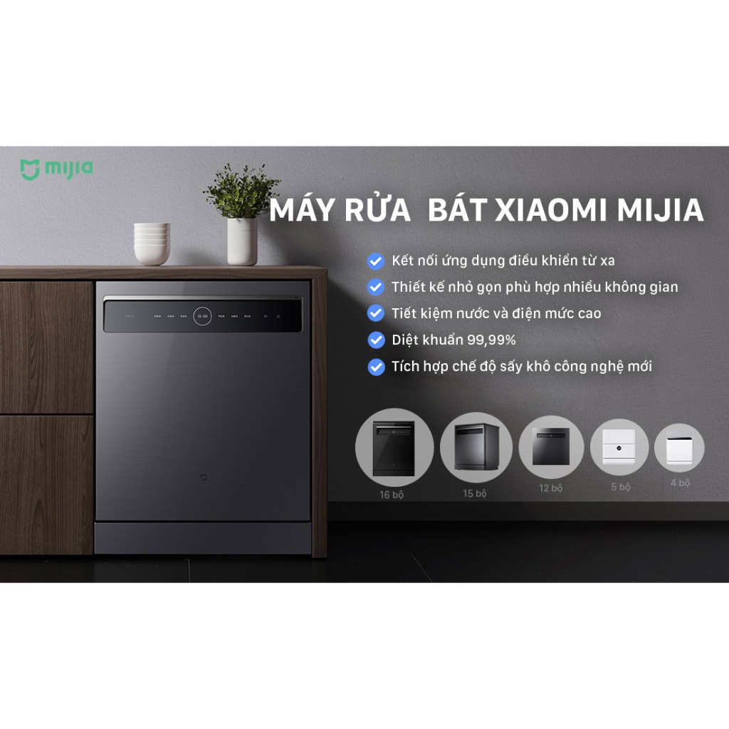 Máy Rửa Bát Khử trùng đa năng Xiaomi Mijia P1 16 Bộ 3 tầng rửa - Tự động phân phối nước rửa/Xiaomi M