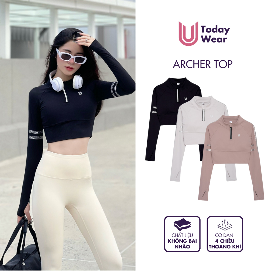 Áo thể thao dài tay nữ gym yoga Archer Top dáng ngắn Today U Wear