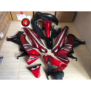 dàn áo sirius màu đỏ kendy phối đen, ốp trước si hello, dán sẵn tem. hàng 1/2. chưa kèm pha đèn.