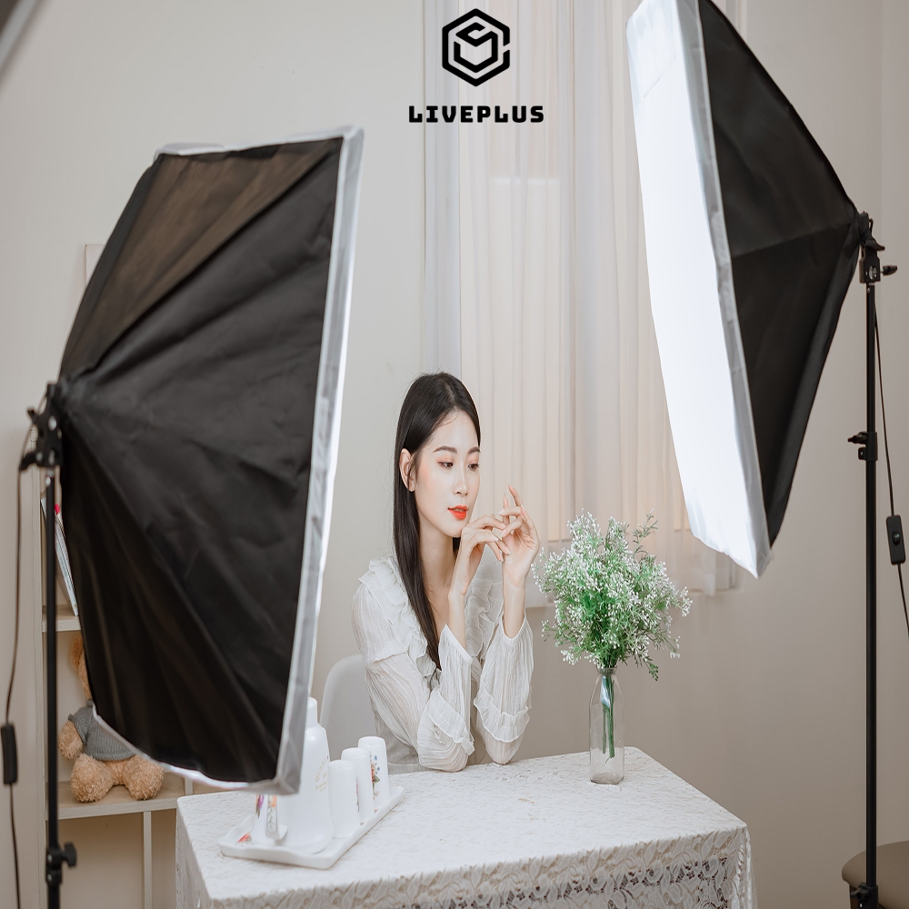 Bộ đèn studio chiếu sáng chụp ảnh, quay phim, Livestream, hỗ trợ sáng studio, Đèn Softbox Chữ Nhật hắt sáng 50x70cm