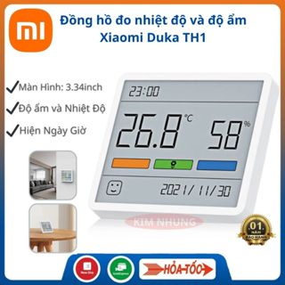 Nhiệt ẩm kế Xiaomi Duka TH1 tích hợp đồng hồ hiển thị ngày giờ tháng năm đo nhiệt độ độ ẩm mini chuẩn xác màn hình LCD