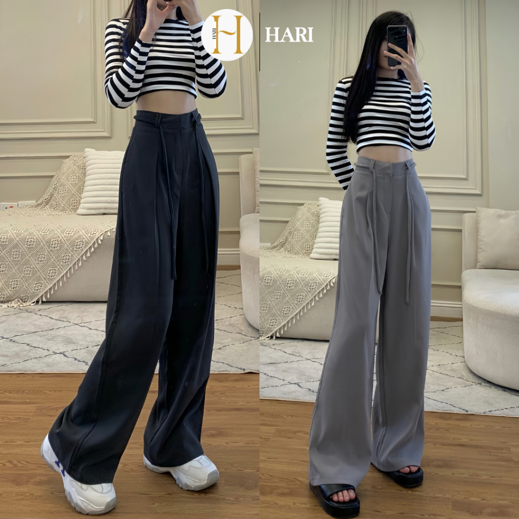 Quần tây ống rộng Hari chất gold hàn cao cấp Mềm dày dặn mát lên chuẩn dáng | BigBuy360 - bigbuy360.vn