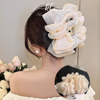 Kẹp Càng Cua Nơ Voan Đính Đá KL.STUDIO, Ngoạm Nơ Lớn Đính Đá Kẹp Tóc Càng Cua Nơ Lớn Tiểu Thư Sang Chảnh - HC18