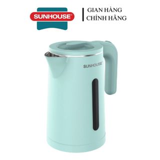 Ấm siêu tốc inox 2 lớp 1.8l sunhouse shd1351. chức năng tự động. đế xoay, thân ấm 2 lớp chống bỏng