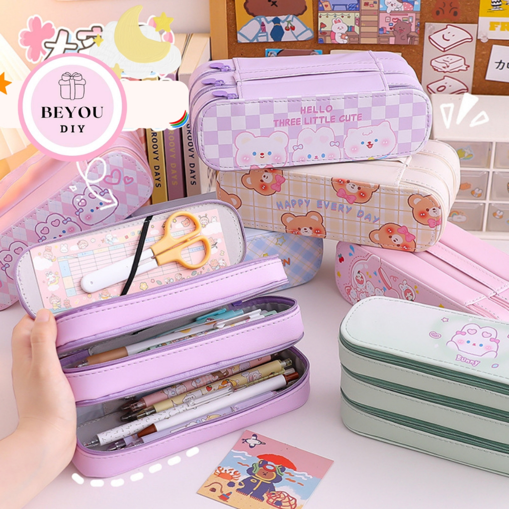  Hộp Bút Nhiều Tầng Bằng Da PU Hộp Đựng Bút Nhiều Ngăn - BEYOU 