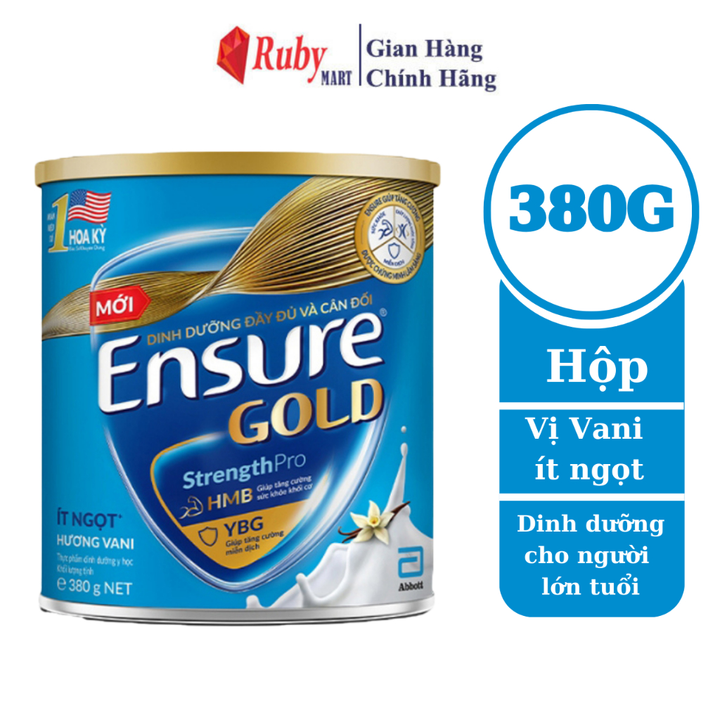 Sữa bột Ensure Gold Abbott ít ngọt (HMB) 380g