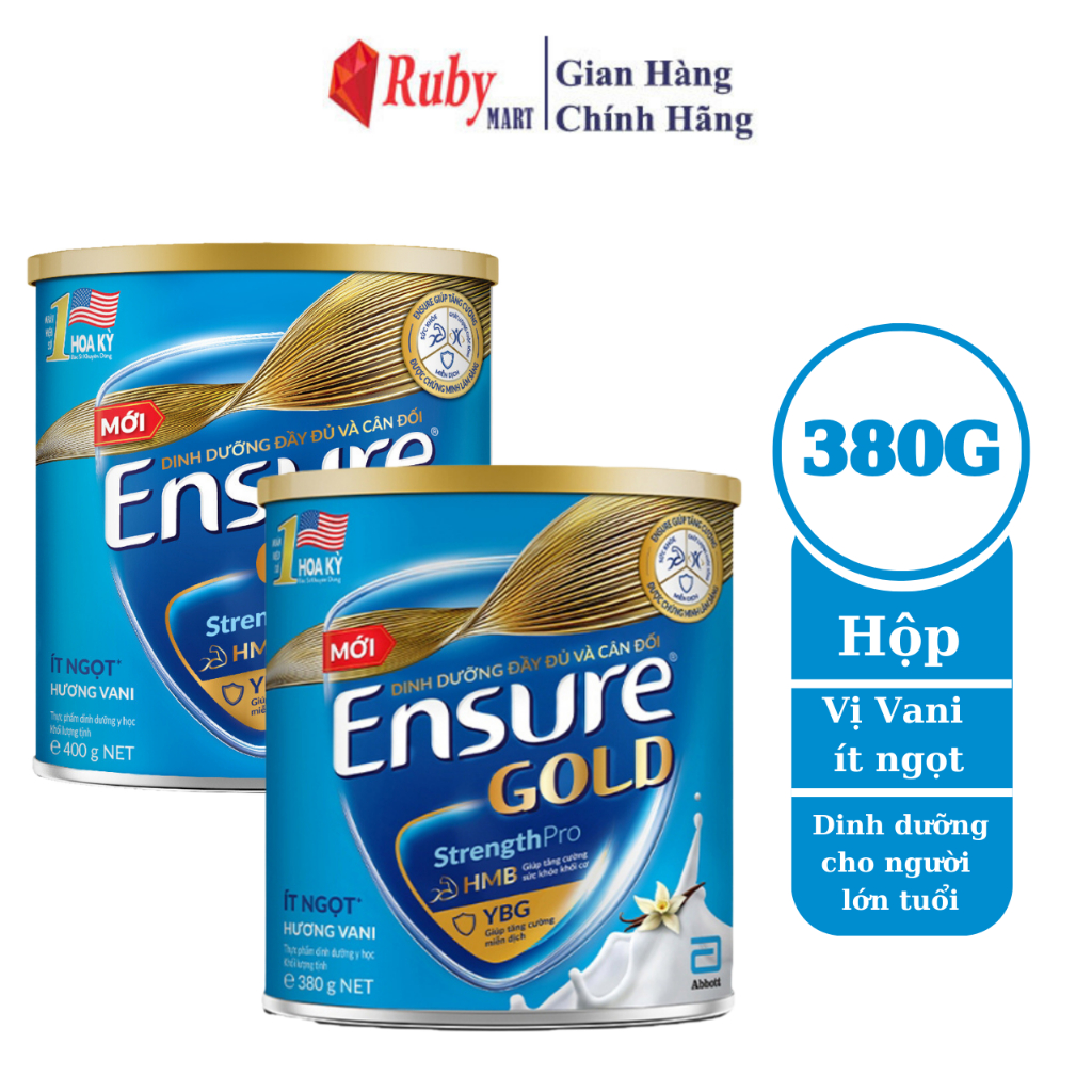 Sữa bột Ensure Gold Abbott ít ngọt (HMB) 380g