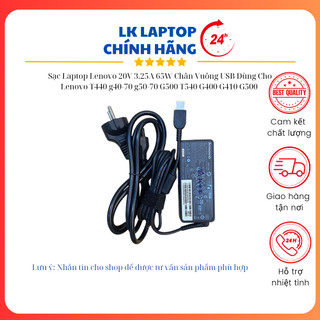 Sạc Laptop Lenovo, Sạc Laptop type C, Sạc Lenovo type C, Sạc Laptop Lenovo 20V 3.25A 65W Chân Vuông USB/ Chân Type-C