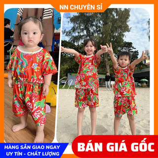 Đồ bộ chúc tết Đồ bộ khăn trải bàn bé gái bé trai đến 70kg vải thun mềm mịn mát họa tiết dễ thương DBRBD SIZE 6 ĐẾN XL