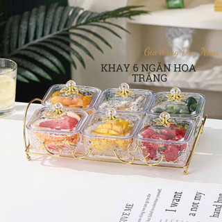 Khay đựng bánh kẹo tết, mứt tết 4 hũ, 6 hũ nhựa mika cao cấp