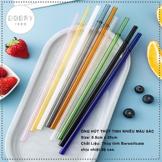 Ống hút thủy tinh dài 20cm đủ màu