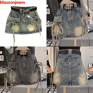 chân váy jeans buộc nơ.váy ngắn bò hai lớp chữ a 2024