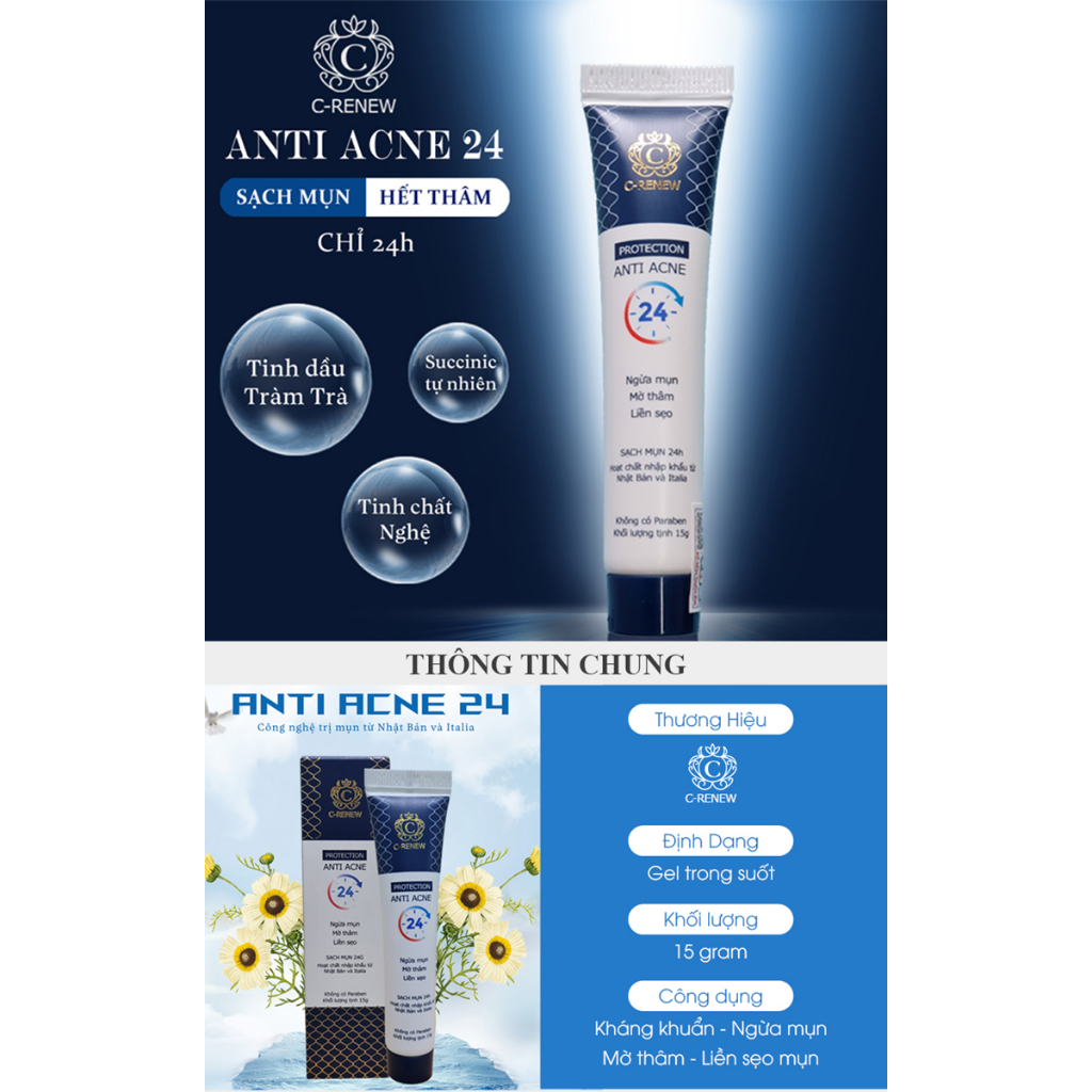 GEL CHẤM MỤN C-RENEW - ANTI ACNEs 24 - NGỪA MỤN, GIẢM THÂM