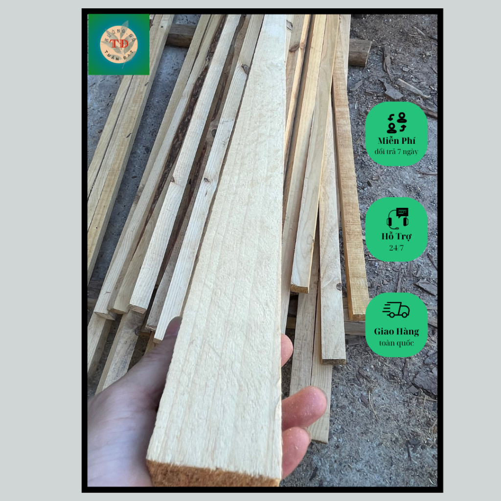 Combo 5 Thanh gỗ làm dát giường gỗ Thông tự nhiên 4,5 vuông x dài 1,2m 1,4m, 1,6m, 1,8m, 2m. Xưởng gỗ Tuấn Đạt