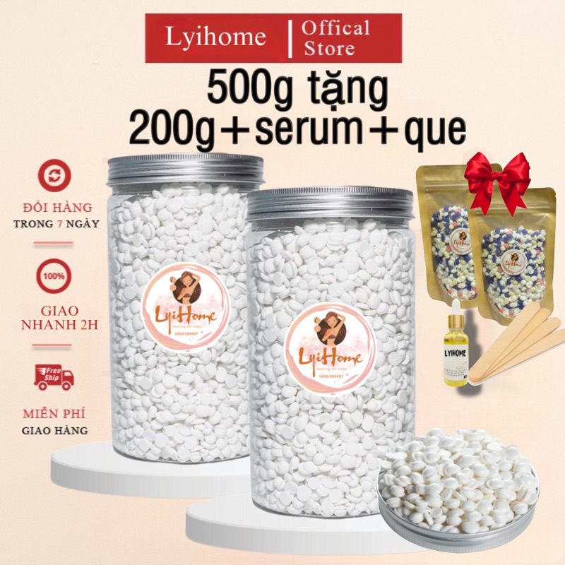 500g sáp wax lông sữa dừa cao cấp tẩy sạch mọi loại lông tay chân nách bi,dùng cho da nhạy cảm Lyihome