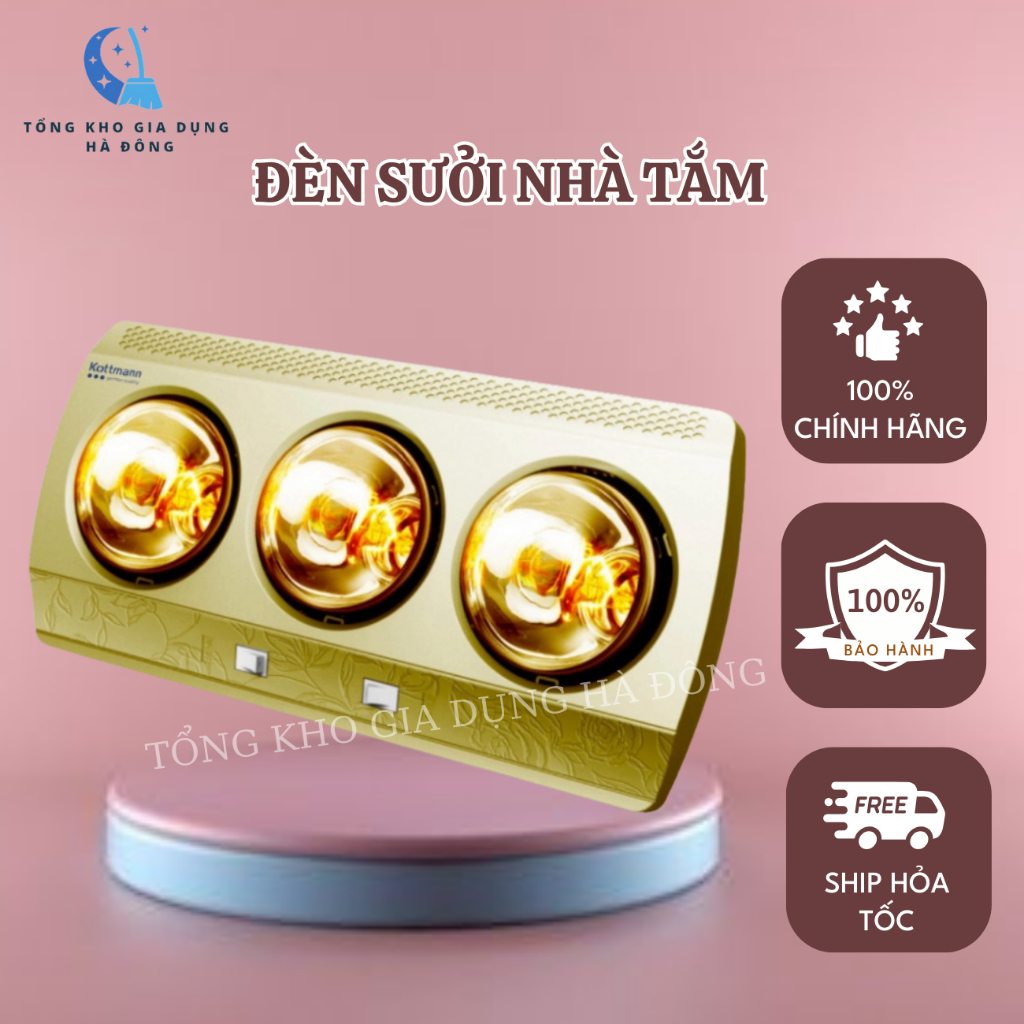 Đèn sưởi nhà tắm EMBER 3 bóng cao cấp tráng kim cương nhân tạo tăng độ ấm và giảm chói