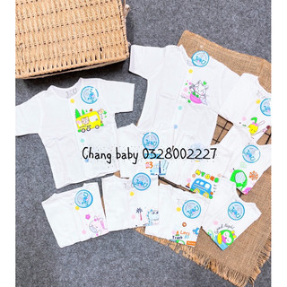 Áo tay ngắn Jou Baby trắng cổ tim, 100% Vải Cotton Cao Cấp, Vải Mềm, Thoáng Mất cho bé sơ sinh từ 3-8kg